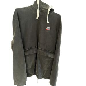 Y2K Vintage Nike 1990s Mens M Hoodie Black Swish Nike Embroidery Grunge Skater